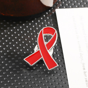 <b>Red</b> And Purple Ribbon Brooch Pin 20mm Commemorative Gift Accessory For Clothing - Product Image 3