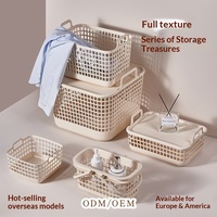 Panier de rangement portable en plastique à double poignée avec couvercle, solution de rangement pratique, vente directe usine