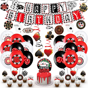 Hot Selling <b>Custom</b> Casino Birthday Party Decorations <b>Balloon</b> Banner Cake Topper Set for Vegas Theme Party - Product Image 1
