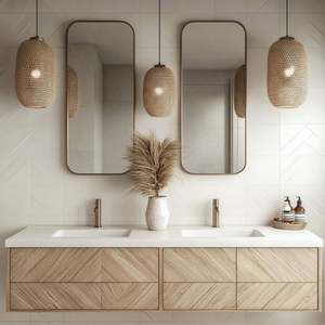 Meubles de salle de bain en bois avec lavabo, ensemble de meubles suspendus à la paroi, imperméables, résistants à l'eau, pour la maison, l'hôtel, vente en gros en usine - Product Image 1