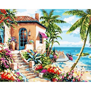 XIXI Peinture à l'huile sur toile faite à la main, paysage naturel, par numéros, DIY pour la décoration murale de la maison - Product Image 3