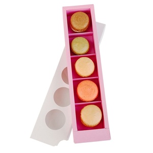 5 khe cắm mini Macaron hộp bao bì dài Macaron hộp cứng nhắc hộp các tông với chèn - Product Image 1