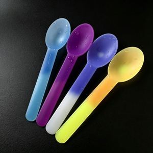 Cuillères magiques réutilisables en plastique recyclé à changement de couleur avec logo, pour fêtes et glaces, sans BPA, sans danger pour les aliments, résistantes aux hautes températures, compostables - Product Image 2