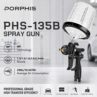 Pistolet à air professionnel PORPHIS PHS-135B avec gobelet de mélange pour la restauration automobile, réparation de carrosserie