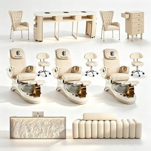 Luxury Beige Esthetician Beauty Salon Spa Furniture Cosmetology Nail Salon Cosmetic <b>Pedicure</b> Chair Nail Table Full <b>Set</b> Package - Product Image 1