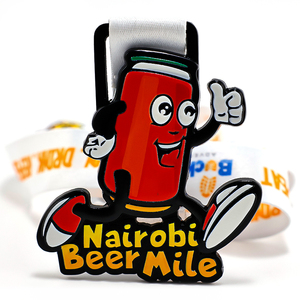 定制肯尼亚 <span class=keywords><strong>Nairobi</strong></span> Beer Mile Fun Run 漫画罐形奖牌 珐琅锌合金跑步奖牌 适合比赛活动 - Product Image 1