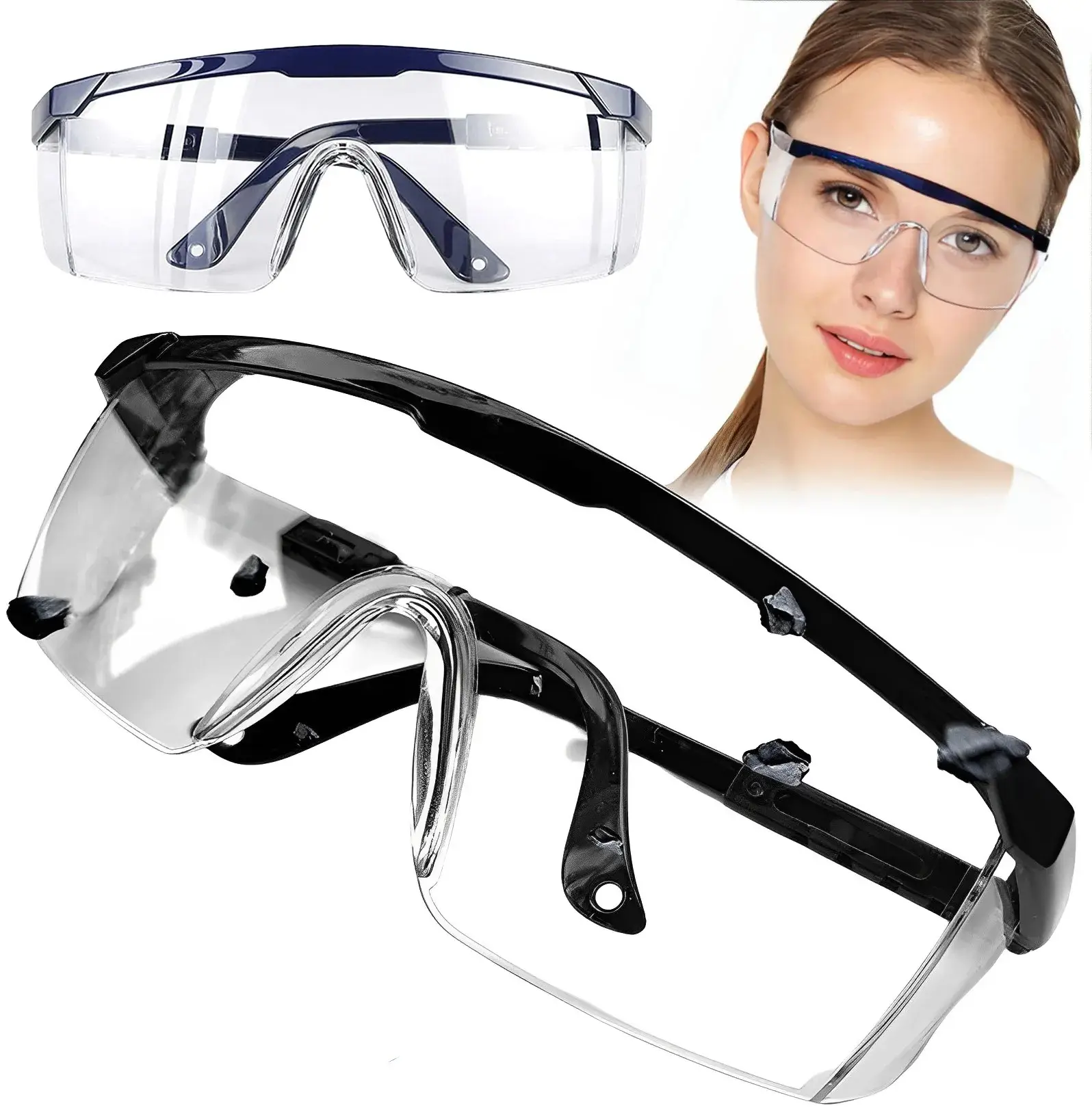 CE EN166 Anti-fog Adjustable Side Arms Work Safety Glasses Eye Protecting Lab Industrial Wind Dust Proof Goggles