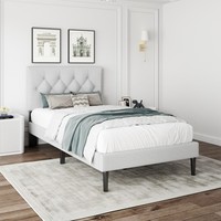 Cadre de lit convertible moderne et minimaliste en velours, réglable, capacité de charge 800 LBS, design à canaux verticaux pour l'urbain