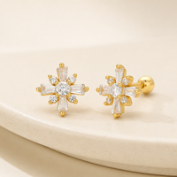 Boucles d'oreilles clous Muweike en argent sterling 925 vermeil avec zircon, design croix, minimalistes et tendance, pour femme, bijoux fins