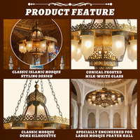 Lustre traditionnel en métal haut de gamme, design arabe, lampe suspendue LED pour mosquée, CE RoHS