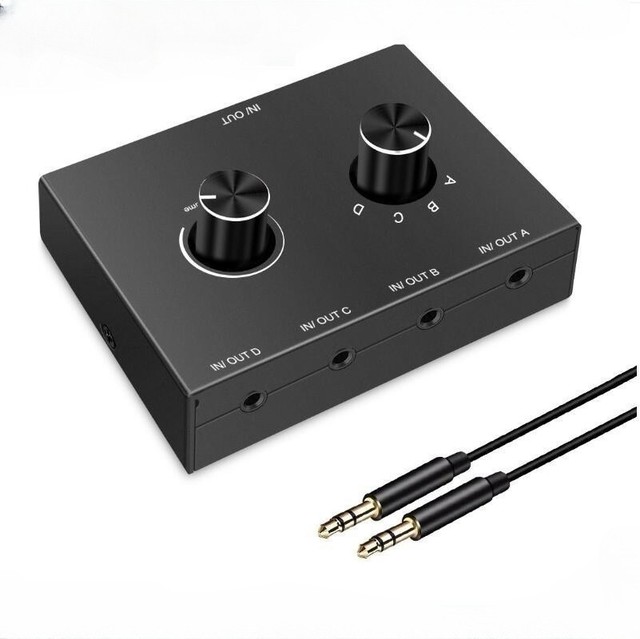 3.5mm Audio Switch 4-in 1-out/1-in 4-out Bidirectional Switch Stereo Switch AUX Headphone Amplifier