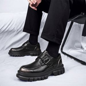 Men's Derby <b>Shoes</b> 2025 Genuine Leather Chunky Sole Casual <b>Shoes</b> Business Formal <b>Height</b> <b>Increasing</b> Lightweight Slip-on <b>Shoes</b> - Product Image 3