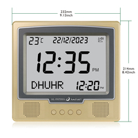 AL FATIHA FAJ-115 Horloge numérique de prière islamique avec alarme Azan, Horloge murale de prière musulmane pour mosquée, Heures de prière
