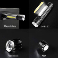 Mini lampe de poche rechargeable usb, 250 lumens, logo personnalisé cob led super lumineux, torche de camping en plein air étanche avec aimant