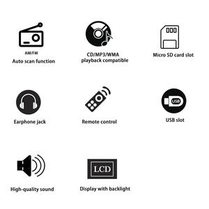 Lecteur CD portable sur mesure avec télécommande, radio AM/FM ATS, compatible CD-R, écran LCD programmable - Product Image 4