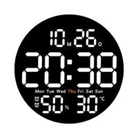 Jam Dinding Digital LED Modern Besar Bahan ABS Lampu Malam Kalender Termometer Higrometer Layar Tampilan Buatan Cina