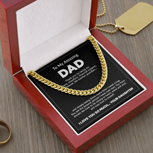Chaîne cubaine UIONEN en acier inoxydable avec carte personnalisée pour mon père incroyable - Vente en gros directe usine - Fête des Pères, Anniversaire - Product Image 6