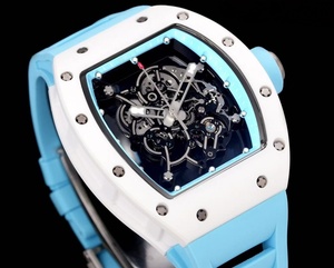 Nouvelle montre mécanique de sport de haute qualité avec cadran en cristal saphir, résistance à l'eau, boîtier en céramique blanche, bracelet en caoutchouc - Product Image 3
