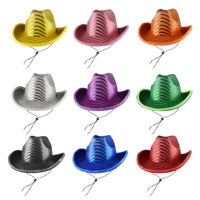 Cappello da Cowboy Unisex con LED e Paillettes Argento, Luminoso Rosso, per Ragazze e Ragazzi, Decorazione Natalizia, Accessori per Feste in Discoteca, Regali per le Vacanze