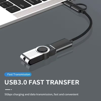 Câble adaptateur OTG 2-en-1 Type-C vers Micro USB 18 cm en alliage d'aluminium pour smartphones, ordinateurs, tablettes et clés USB