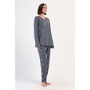 Conjunto de Pijama KADIN INTERLOK XXL con Cuello Redondo y Manga Larga, Diseño Ovalado ETEGI - Color Humo - Color Humo - Product Image 3