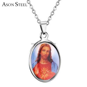 Collier pendentif en acier inoxydable plaqué or rouge et jaune avec inscription INRI Jésus pour homme, cadeau vintage chrétien - Product Image 4