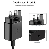 Adaptor Daya Pengisi Daya Super Cepat PD 45w Colokan UK untuk Samsung Galaxy S25 S24 S20 S21 S22 S23 Ultra Z Flip Fold 8 6 5 Note 20 Ultra