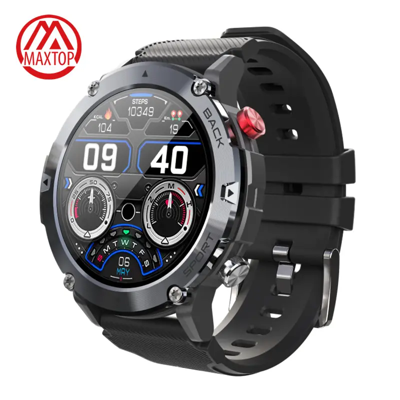 Maxtop Hd geniş ekran açık sağlam spor izci Smartwatch Ip68 su geçirmez Bluetooth arama spor akıllı saat