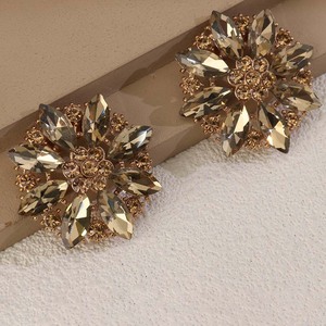 Champagne Gold Rhinestone Flower Brooch Alloy Clothing Accessories Durable Fashion Jewelry For <b>Suit</b> And Apparel <b>Buttons</b> - Product Image 1