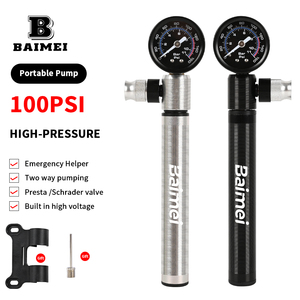 <span class=keywords><strong>Pompe</strong></span> à vélo mini haute pression BAIMEI avec manomètre <span class=keywords><strong>pour</strong></span> <span class=keywords><strong>VTT</strong></span>/vélos de montagne/vélos de route, valves Presta/Schrader 80-130 PSI - Product Image 3