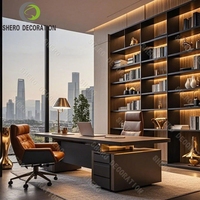 Escritorio Ejecutivo Moderno en Forma de L para CEO o Gerente, Tira de Luz Ambiental, Muebles de Oficina Convertibles para la Oficina del Jefe