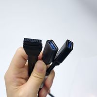 Harnais de câblage industriel personnalisé double USB 3.0 femelle, répartiteur deux prises USB-A vers connecteur mâle multipin intégré
