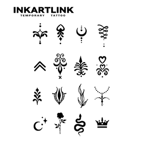 Set da 20 Pezzi di Eleganti Adesivi per Tatuaggi Temporanei, Ornamenti Vintage con Serpente, Rosa, Cuore, Luna, Semi-permanenti per 15 Giorni, Arte Corporea all'Ingrosso - Product Image 4