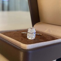Bague de bijouterie fantaisie sur mesure, diamant de laboratoire et synthétique, taille coussin, pureté D E F VVS1 VS, or 18k 14k