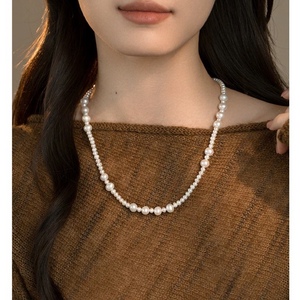 Exquisite Women's Autumn Winter <b>Necklace</b> with Fashionable Pig Nose Design Natural Freshwater Real Pearl Niche Temperament - Product Image 2