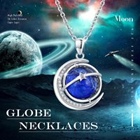 Collier pendentif en argent sterling 925 étoile lune lapis lazuli galaxie globe terre univers planète