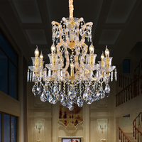 Candelabro de cristal grande K9 Maria Theresa, lámparas clásicas colgantes transparentes de lujo con Control remoto para Proyecto de vestíbulo de Hotel
