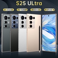 Smartphone S25 Ultra Deca Core LTE Écran OLED HD 7,3 pouces 108MP 8 Go + 256 Go Double SIM 5G Déverrouillage par reconnaissance faciale et empreinte digitale