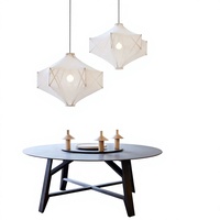 Lustre moderne minimaliste de style italien créatif pour table à manger/salon/chambre à coucher, LED, en bois tissé à la main, polymère