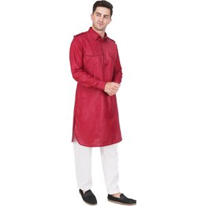 ชุดเสื้อผ้าผู้ชายแบบดั้งเดิมของอินเดียและปากีสถาน ยี่ห้อ Triloki รุ่น Pathani Kurta Pajama ทำจากผ้าฝ้าย เหมาะสำหรับใส่ลำลอง - Product Image 2