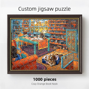 2025 OEM usine personnalisée 1000 pièces Bule/gris/blanc carton <span class=keywords><strong>livre</strong></span> Nook <span class=keywords><strong>Puzzles</strong></span> impression <span class=keywords><strong>Puzzles</strong></span> pour enfant/adulte Puzzle - Product Image 4