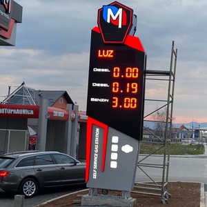 Tótem Publicitario Exterior <span class=keywords><strong>para</strong></span> Gasolinera, Pilar de ACP con Mensaje de Precios de Gasolina, Letrero Digital de Precios - Product Image 1