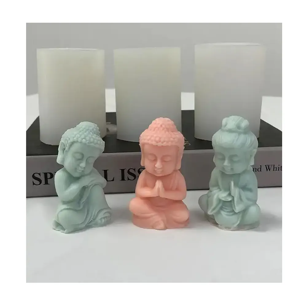 Mini Buddha Candle stampo in Silicone stampo epossidico in resina di Buddha in gesso profumato unico