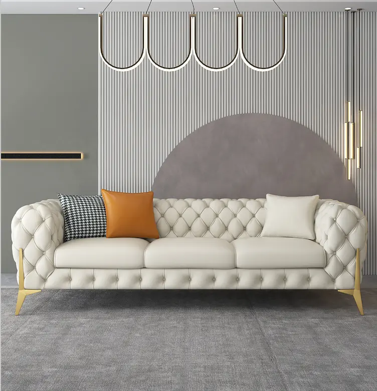 Moderne und einfache Samts chnalle Sofa Größe Familie Wohnzimmer Sofa Französisch leichte Luxus Freizeit möbel