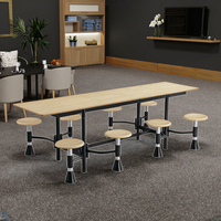 Ensemble table et chaises de salle à manger 8 places pour écoles, hôpitaux et commerces, mobilier de restaurant, structure en contreplaqué et fer, design contemporain