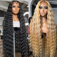 Perruques en cheveux humains vierges brésiliens de 250 densités, 13x4, avec dentelle frontale, 40 pouces, boucles profondes, sans colle, perruques avec dentelle frontale HD 13x6