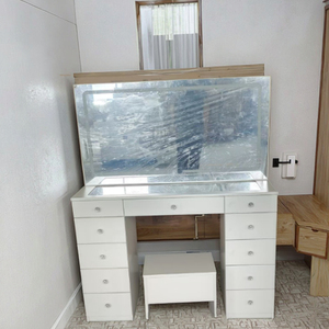 Modern <strong>Simple</strong> LED <strong>Mirror</strong> MDF Makeup Vanity Feature <strong>Dressing</strong> <strong>Table</strong> <strong>with</strong> Stool for Beauty Bedroom Hotel Home - Product Image 3
