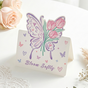 Biglietto d'auguri floreale con farfalle disegnate a mano, ispirato ad Instagram, con messaggio artistico di benedizione in inglese sofisticato (Bianco) - Product Image 3