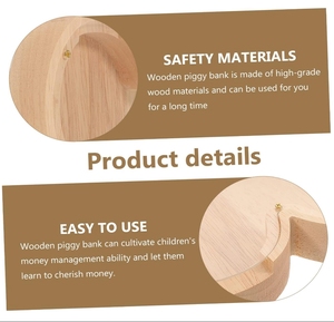 Chất lượng cao trái tim bằng gỗ hộp tiền với nắp trong suốt Bán hàng nóng con heo đất ngân hàng cho trẻ em - Product Image 6