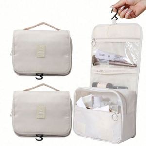 Pochette en maille polyester grande capacité avec logo et design personnalisés, à suspendre pour voyage, trousse de maquillage, fermeture éclair – Vente chaude - Product Image 2